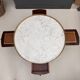 Louis XVI style bouillotte table in mahogany and white marble - Ø 60 cm