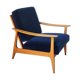 Scandinavian armchair in wood and velvet circa 1960