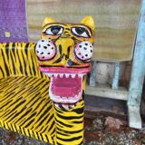 Painted wooden tiger chair