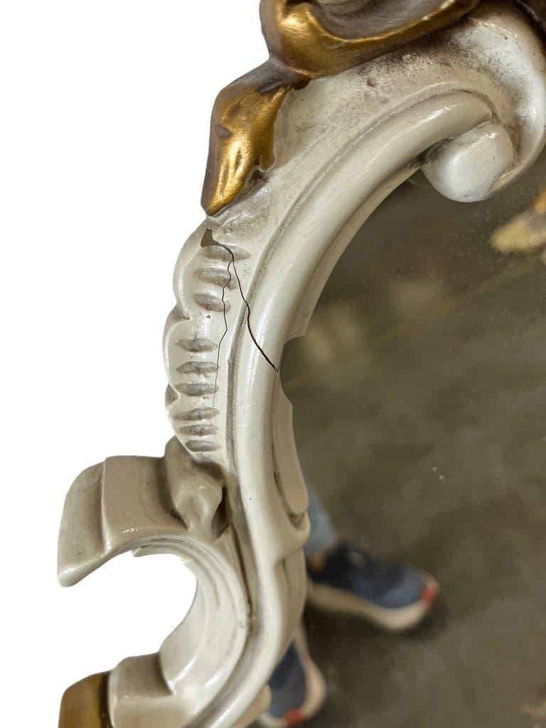 Miroir baroque vintage blanc et doré / miroir mural