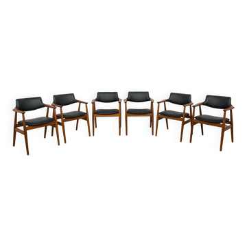 Chaises de Salle à Manger Mid-Century en Teck Modèle GM11 par Svend Åge Eriksen pour Glostrup, 1950s, Set de 6