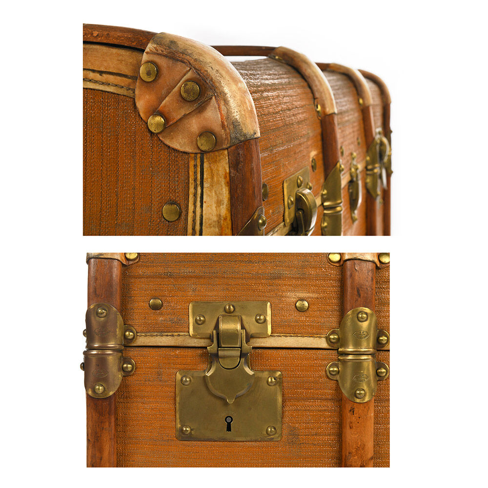 Wooden trunk with brass handles and handles
