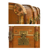 Wooden trunk with brass handles and handles