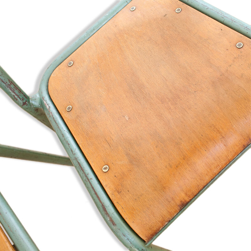 Pair of stella school chairs in wood and metal from the year 1960