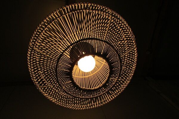 White rattan hanging lamp