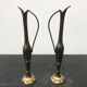 Pair ancient vase soliflore - anse metal vintage golden decoration