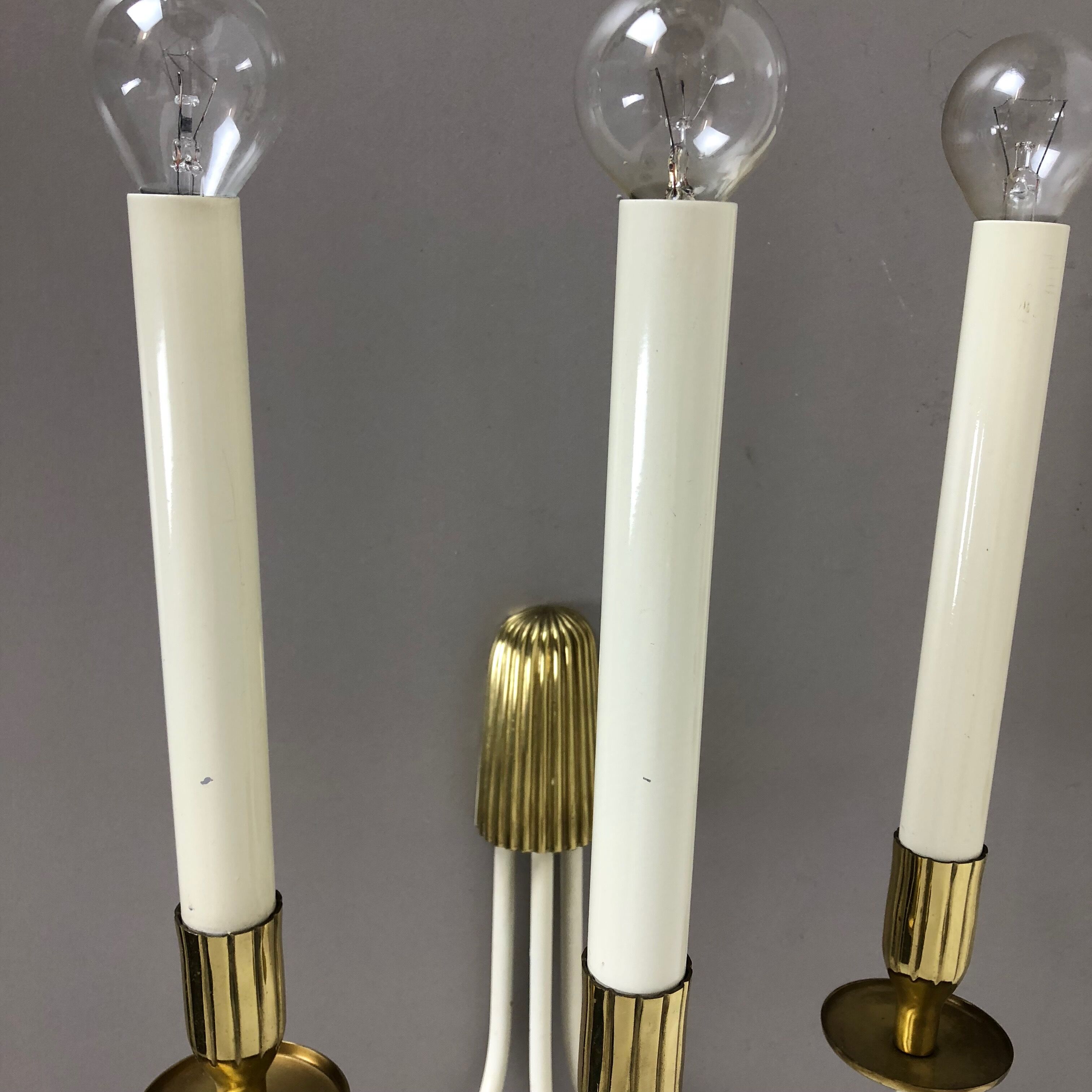 Set of 2 Original Brass Wall Lights Vereinigte Werkstätten München, Germany 1950