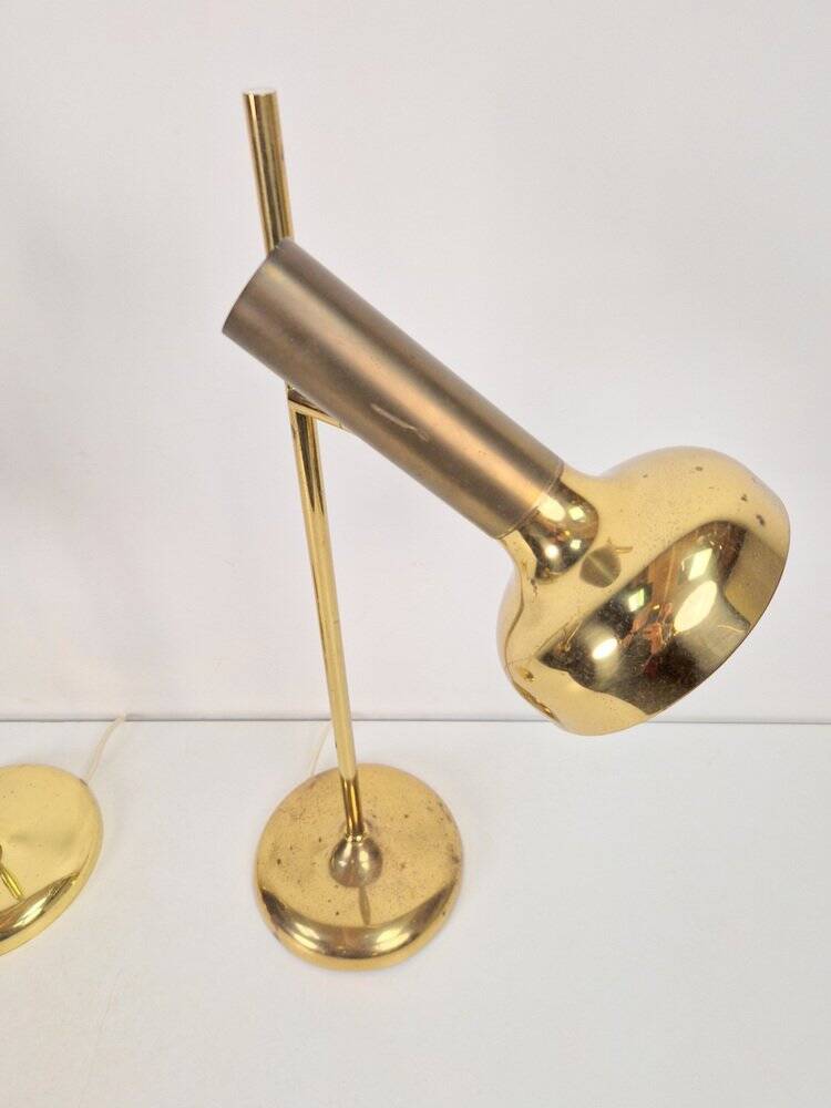 Vintage Brass Trumpet Table Lamps by Solken Leuchten, 1970s, Set of 2