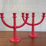 Pair of 3-branch candlesticks - Scandinavian style