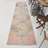 3x13 Pale Red Turkish Vintage Runner Rug, 87x400Cm SK 20299