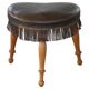 Danish oak tripod stool from the early 20th century with leather fringe, 1930s.