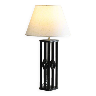 Lampe de table en rotin laqué noir