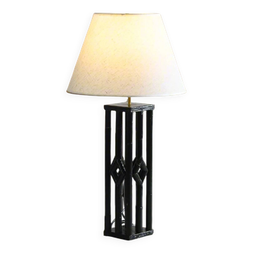 Lampe de table en rotin laqué noir