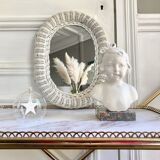 Vintage rattan wicker mirror - 40x30cm