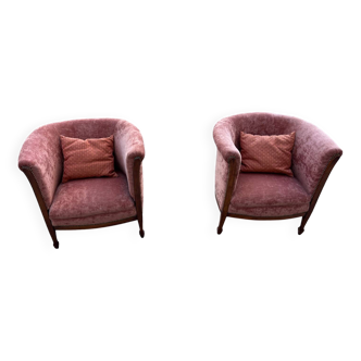 Pair of Louis Philippe marquetry armchairs