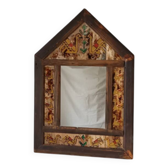 Vintage hand painted wooden mirror