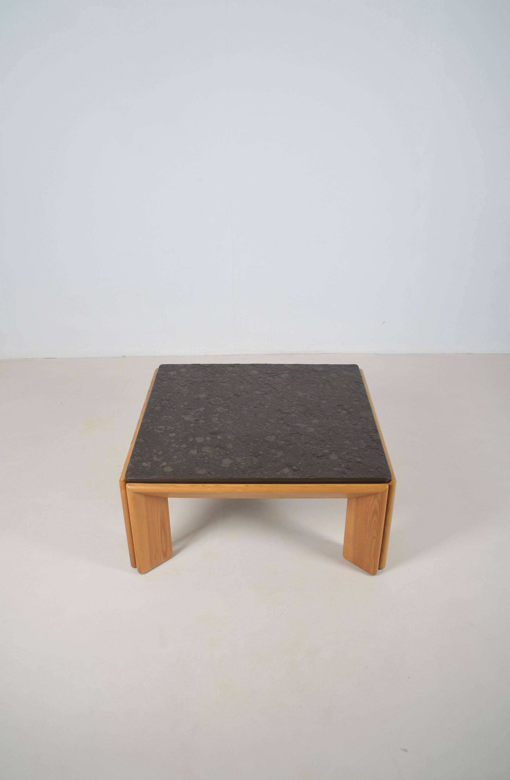 Brutalist coffee table with natural stone top, 1970s