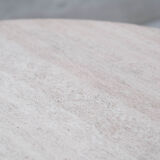 Travertine italian mid-century circular dining table