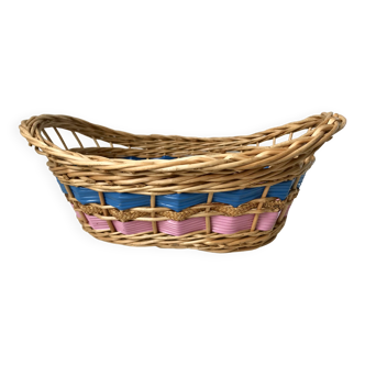 Vintage rattan and scoubidou basket from the 670s