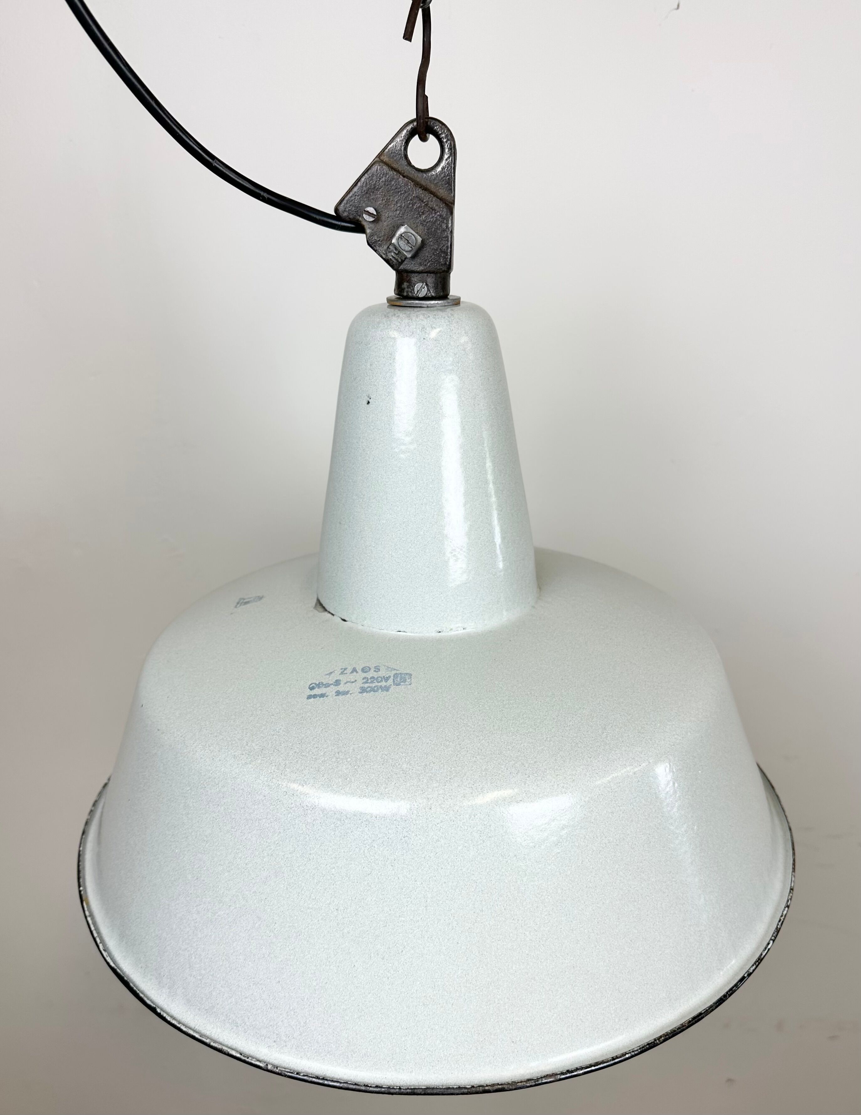 Industrial Grey Enamel Factory Pendant Lamp from Zaos, 1960s
