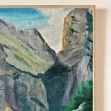 Peinture à l'huile sur toile "Falaise et rivière" n°44