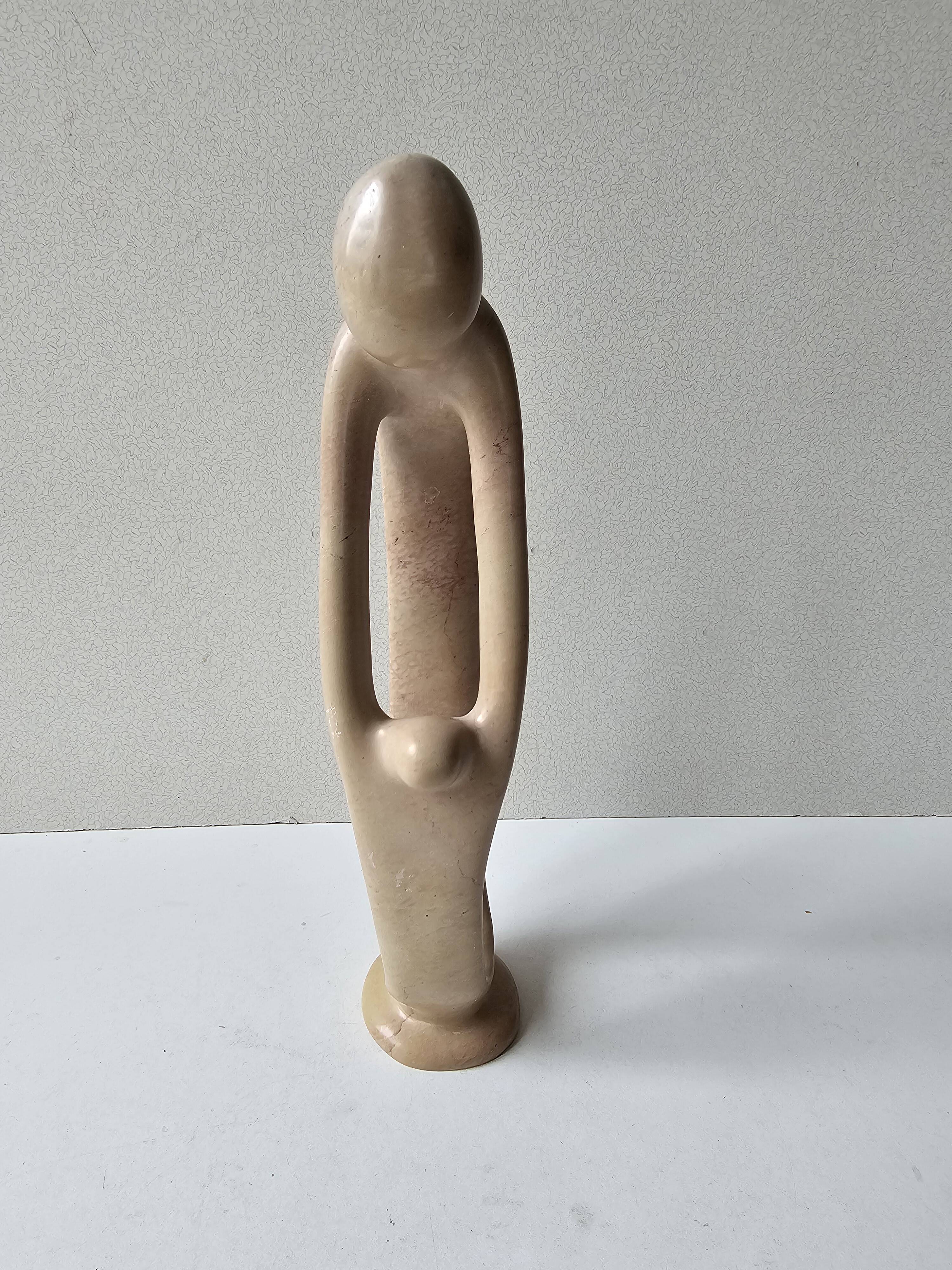 Soapstone Sculpture - Parenting Woman and Child Modern Design