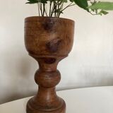 Cache pot 19e néo classique en bois massif tourné H24cm