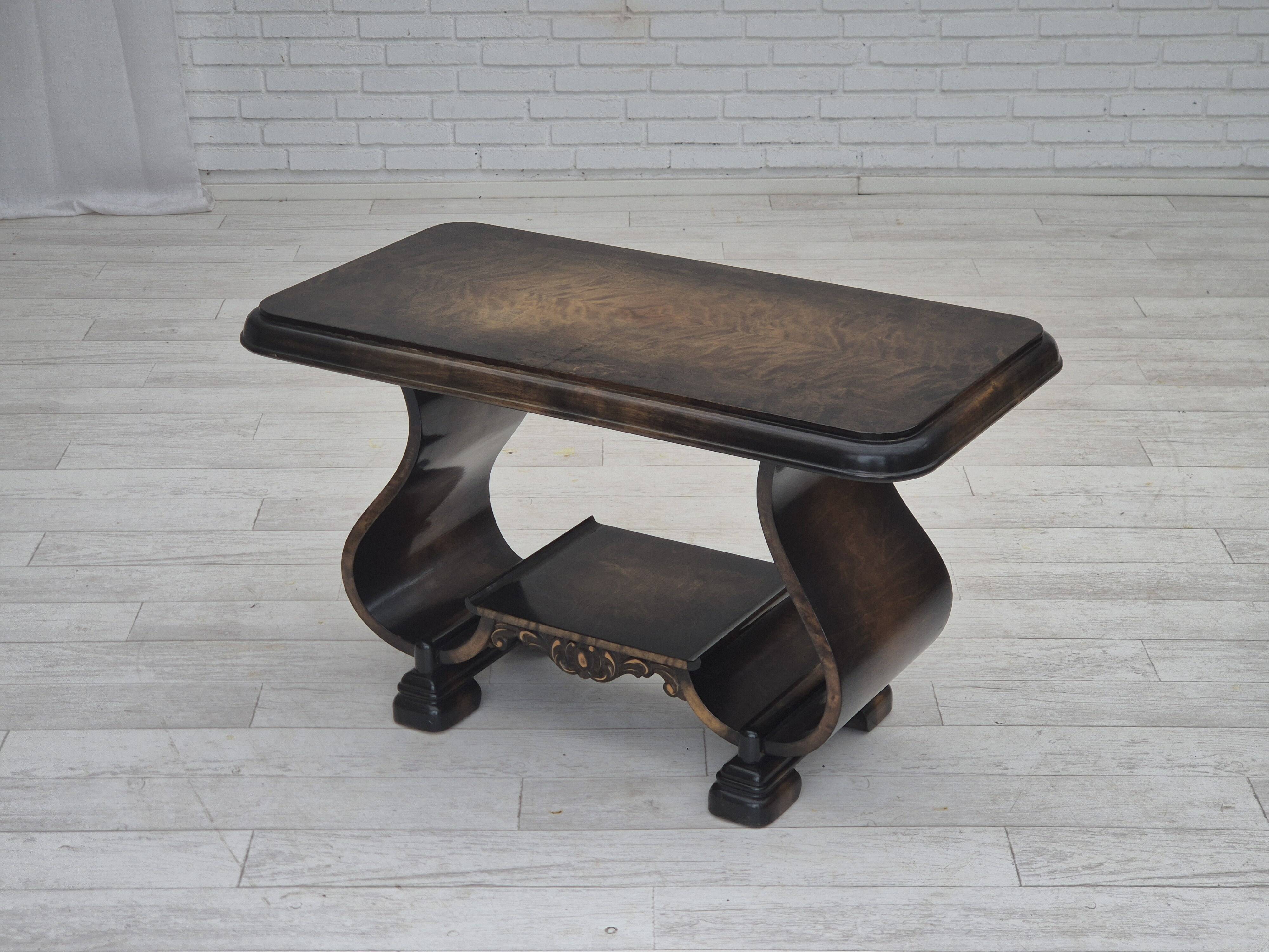 1950s, Danish artdeco coffee table with shelf, ash wood.