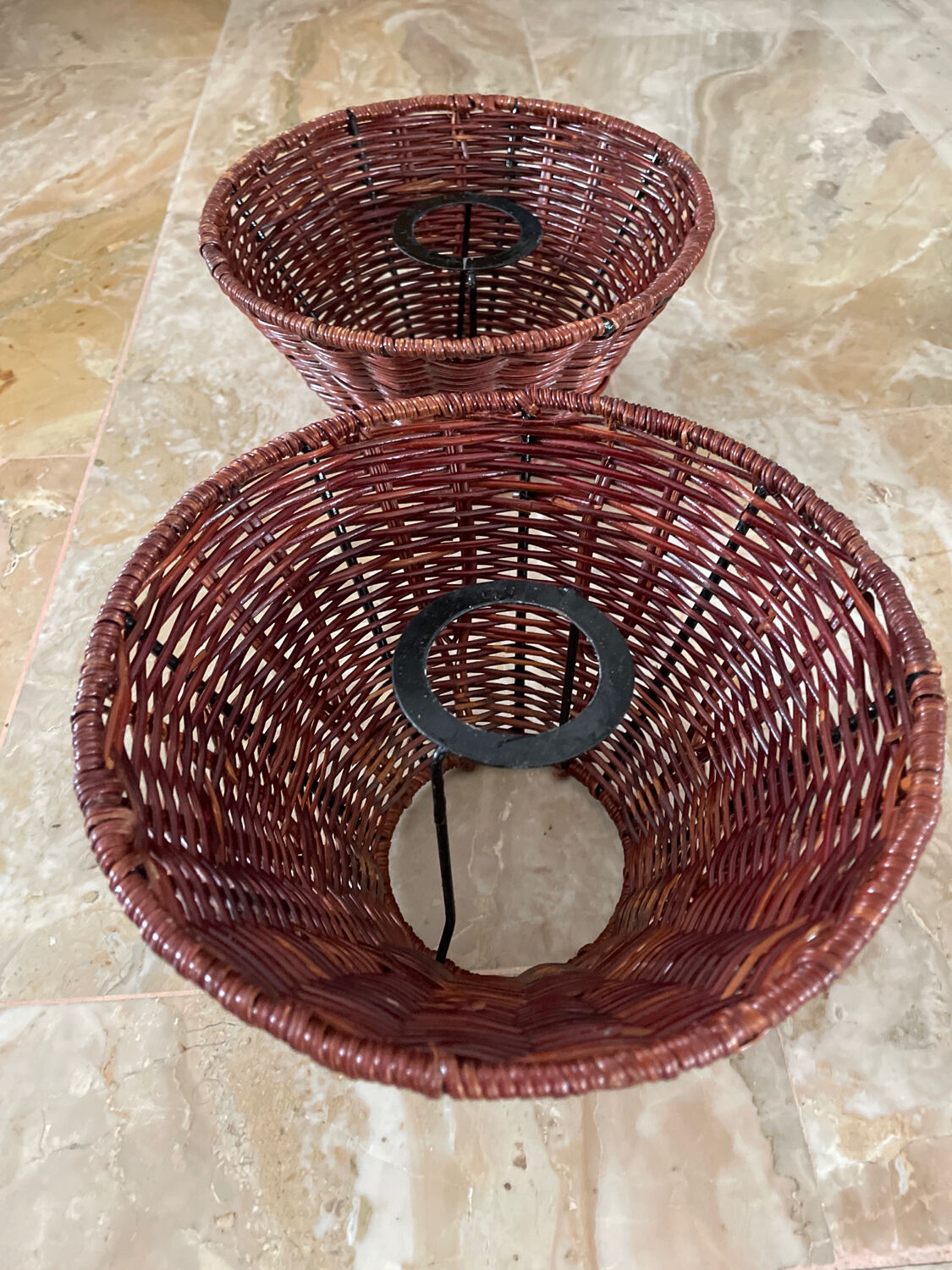 Duo of rattan lampshades