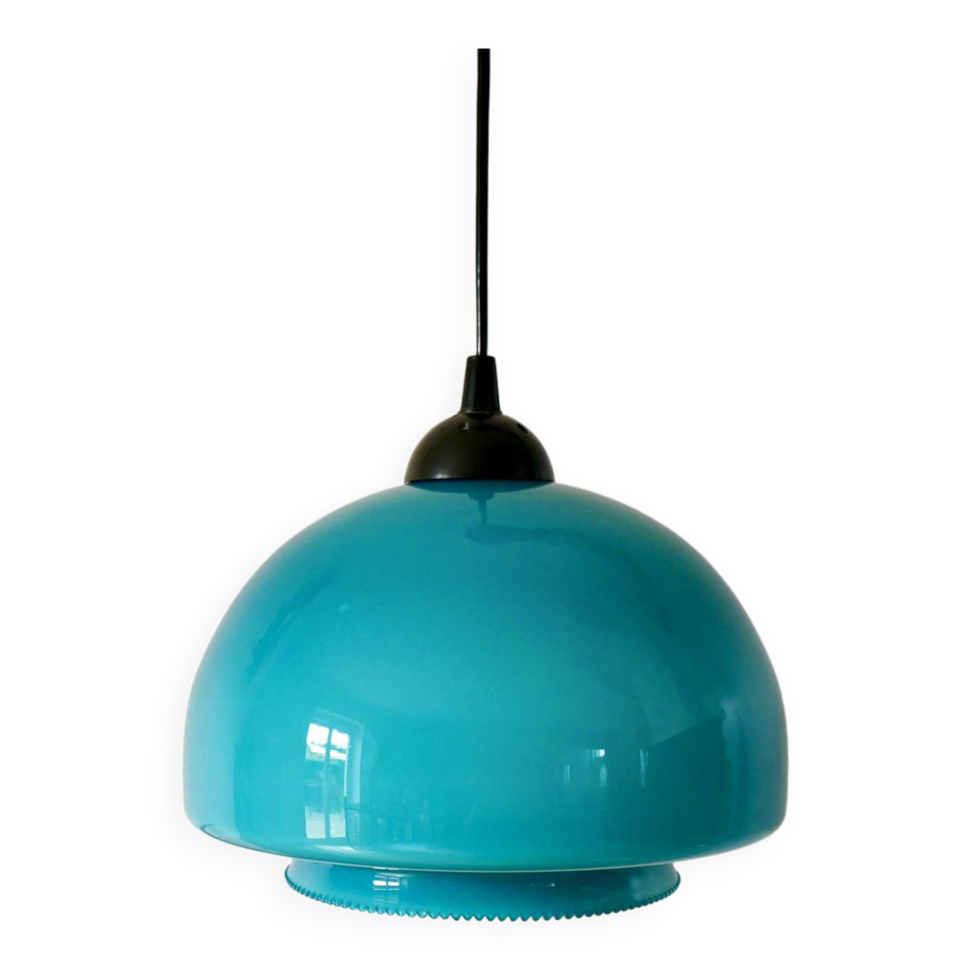Suspension in blue opaline mushroom design 60s-70s