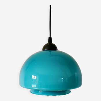 Suspension en opaline bleue mushroom design années 60-70