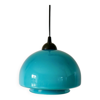 Suspension en opaline bleue mushroom design années 60-70