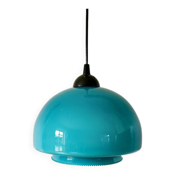 Suspension en opaline bleue mushroom design années 60-70