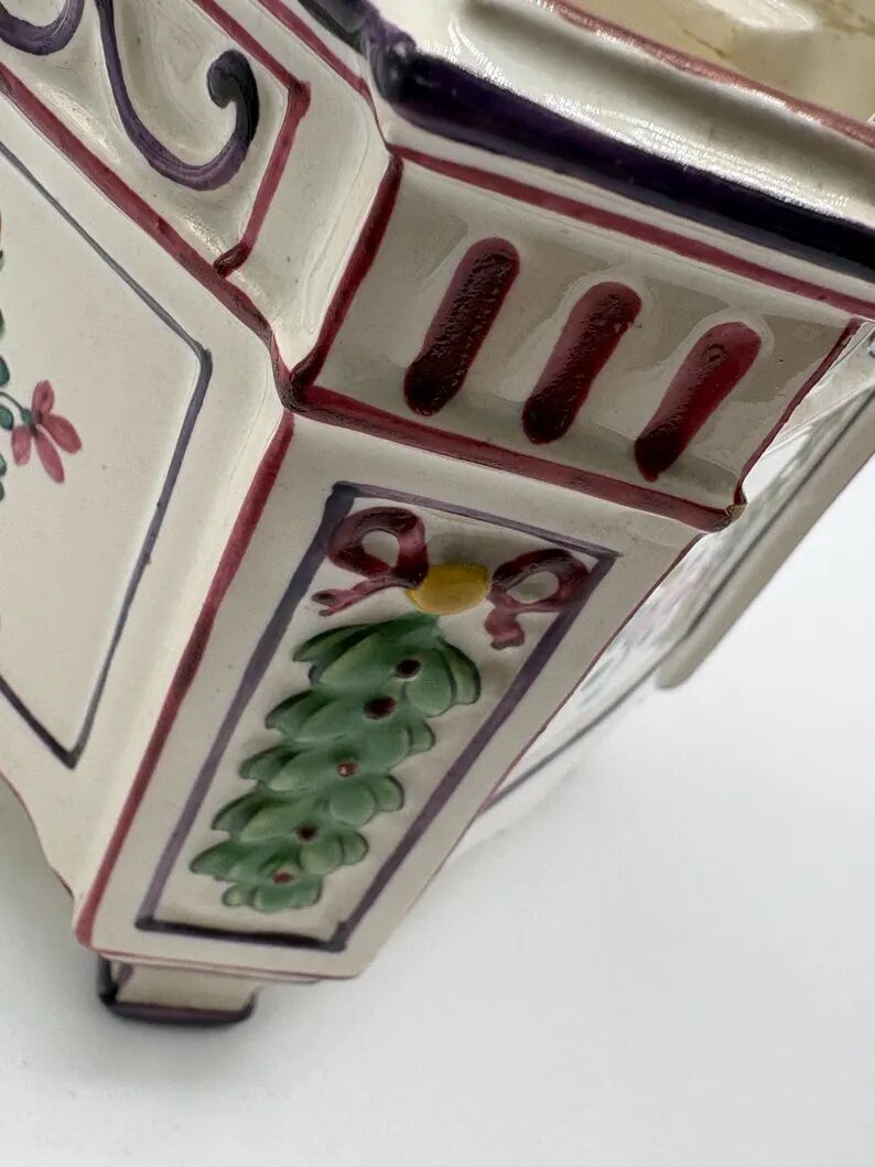 Pair of onion pots Samson 19th century Polychrome earthenware Strasbourg style Antique cache pots