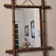 Antique turned wooden mirror in bamboo style, late 19th century A117