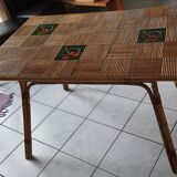 Dining table, bamboo and split rattan
