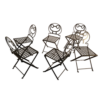 Série de 6 chaises en fer forgé , XX eme