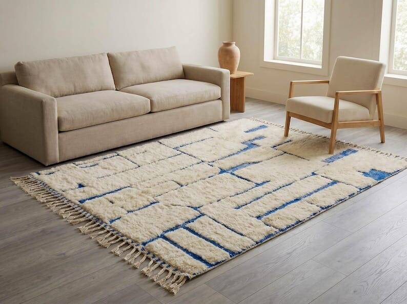 Tapis Beni Ouraine marocain traditionnelle artisanale taille 2/3 m
