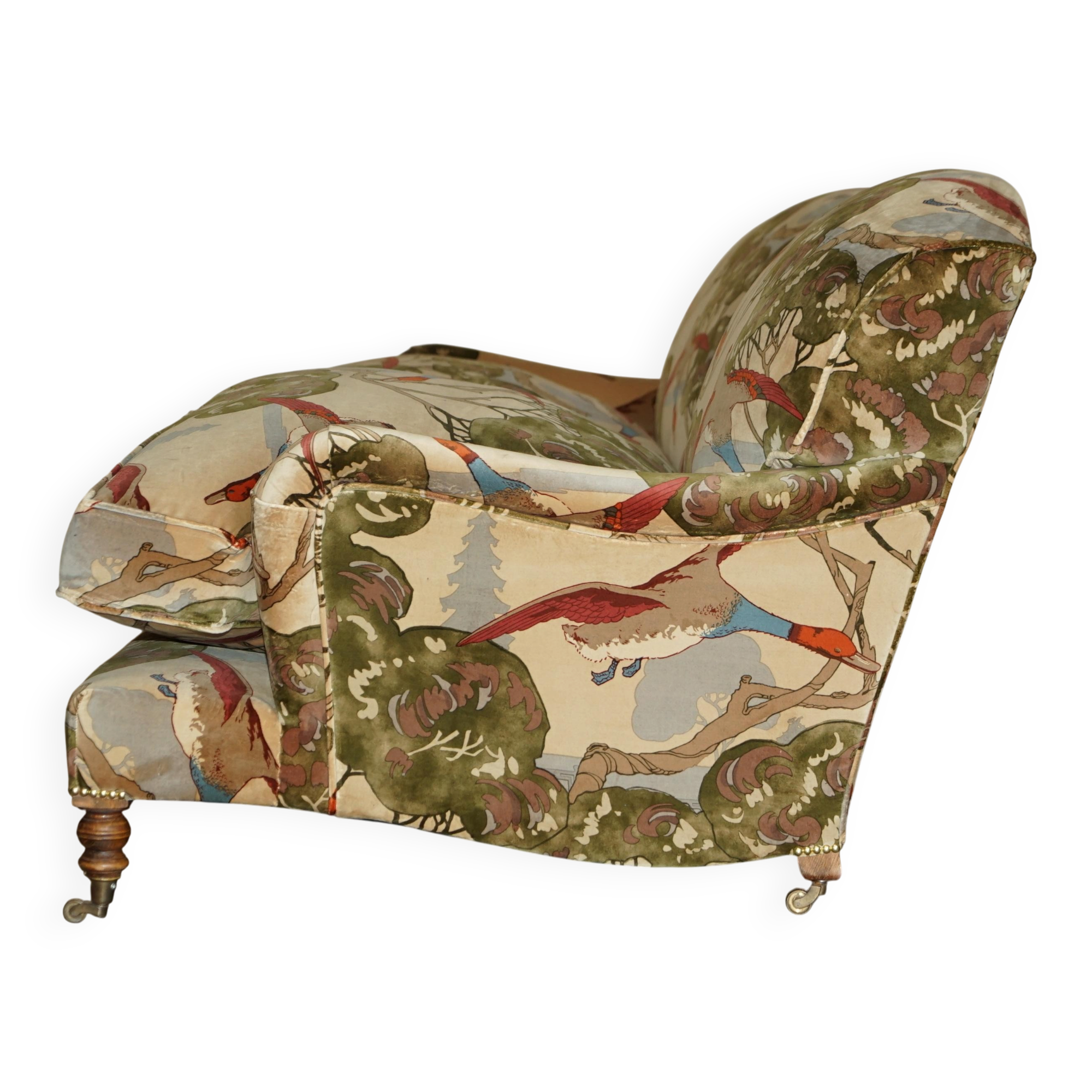 Canapé George Smith Signature Scroll Arm en velours