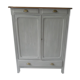 Parisian buffet patinated grey pearl powdery white, wood top waxed finish