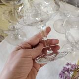 Set of 6 mismatched old crystal champagne glasses