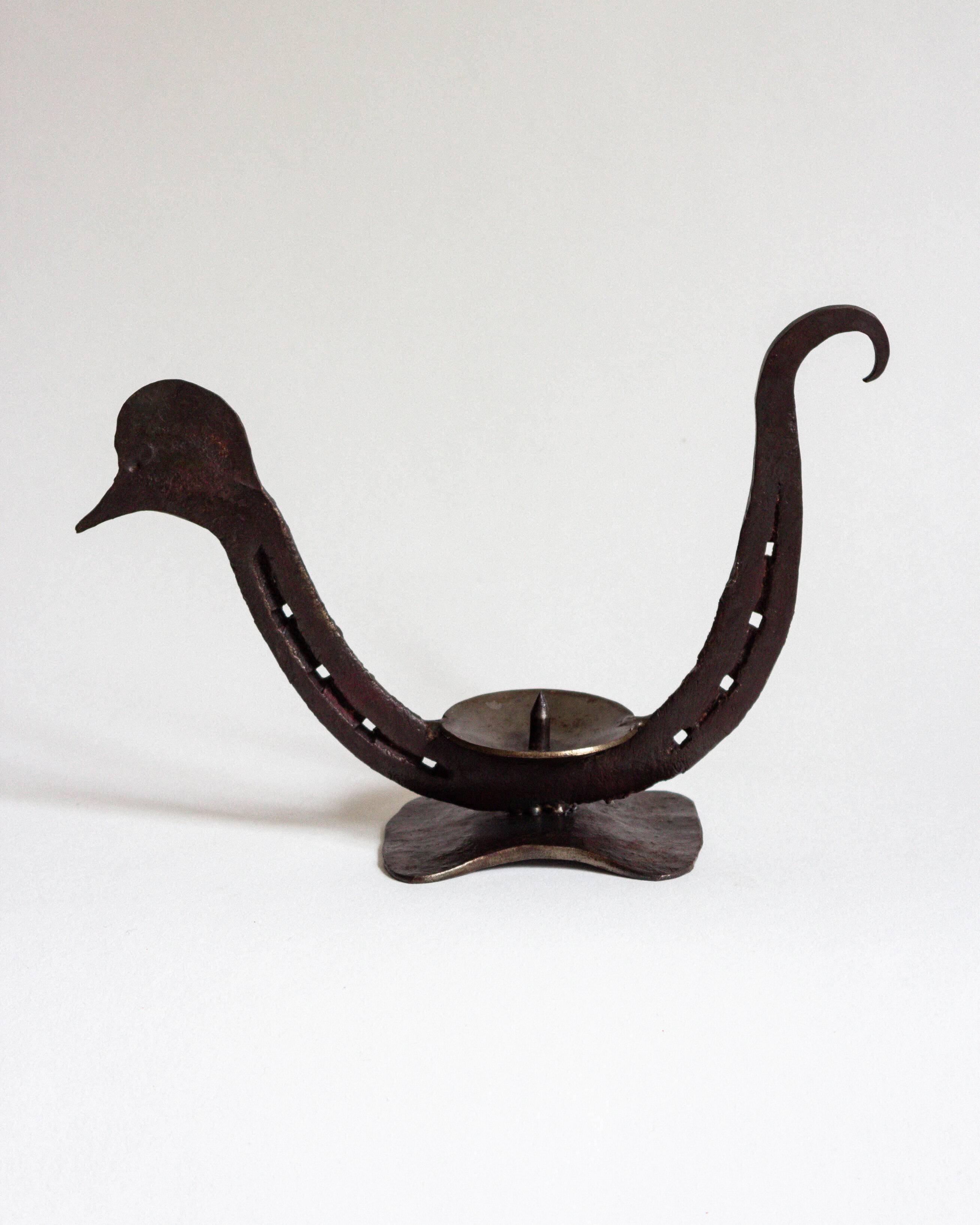 Zoomorphic wrought iron candle holder, France, 1950s