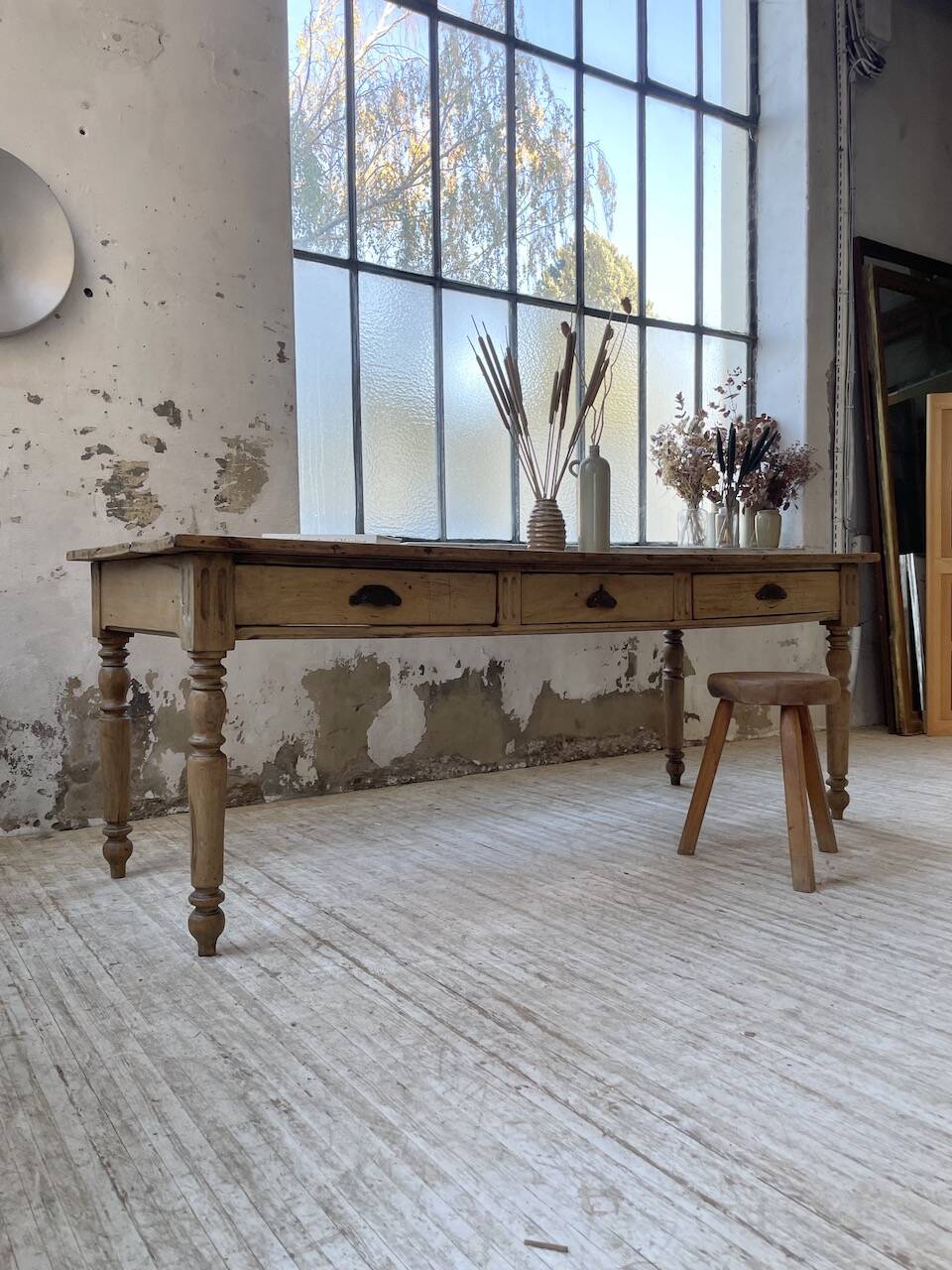 2m walnut drapery farmhouse table