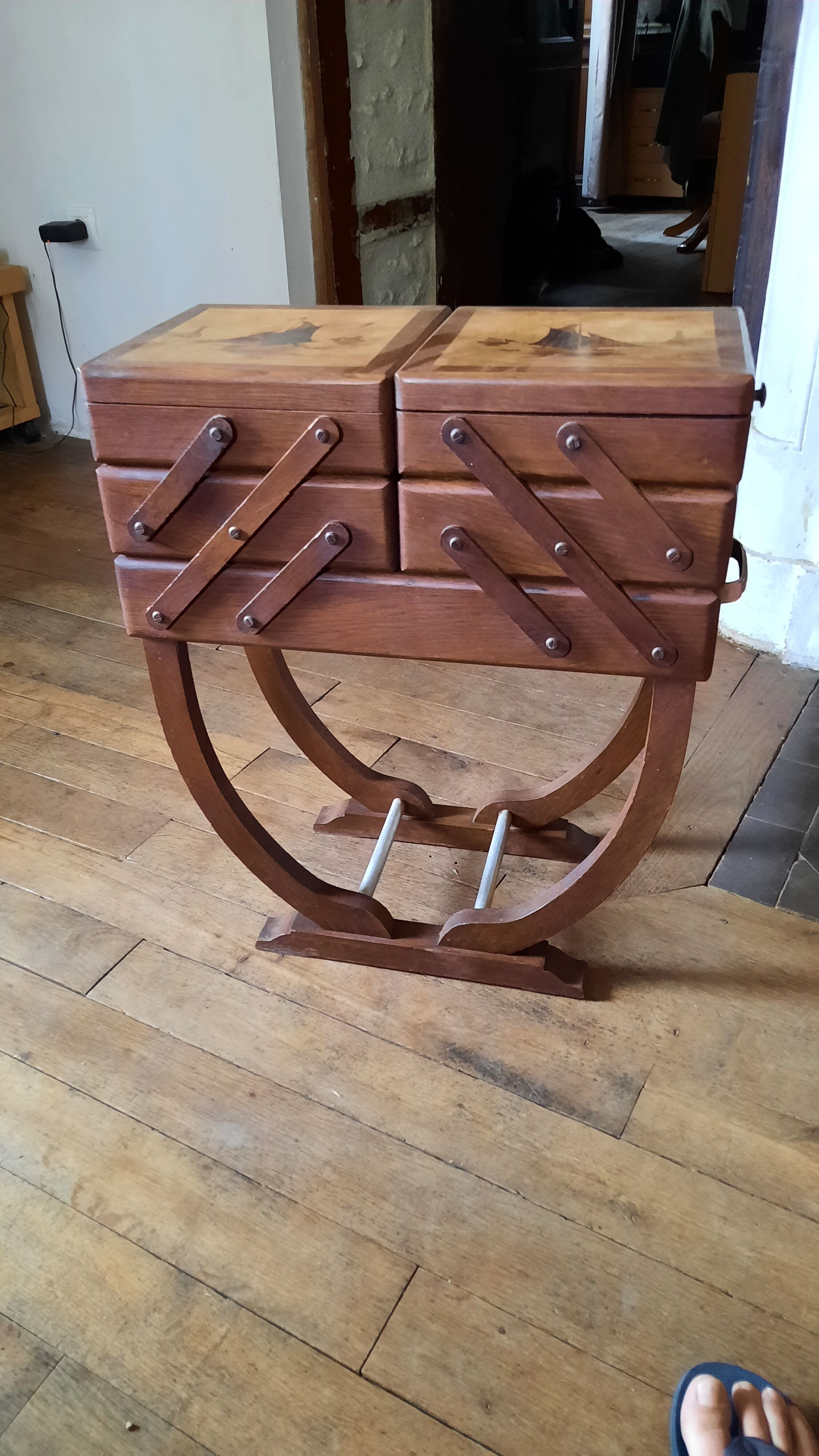 Art Deco style sewing worker