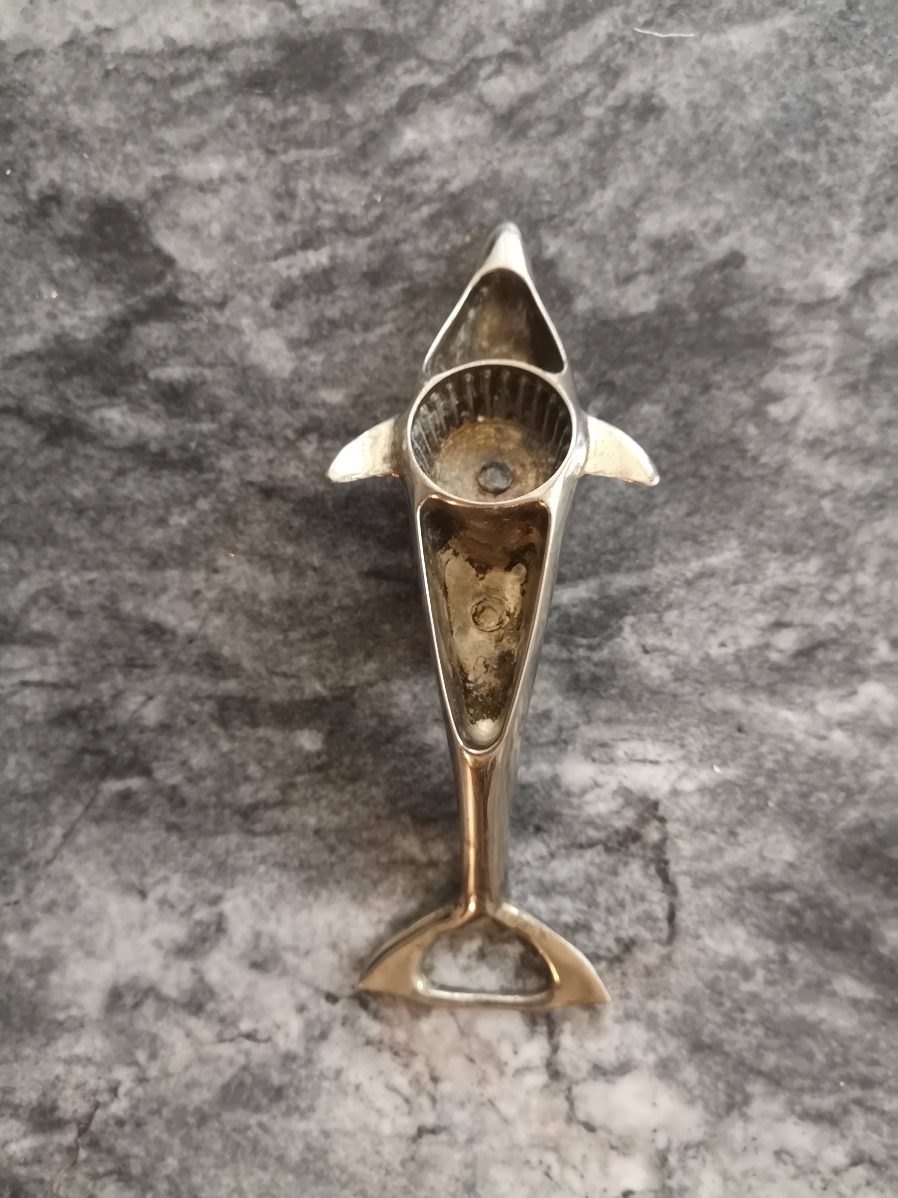 Vintage bottle opener in silver metal, 1950