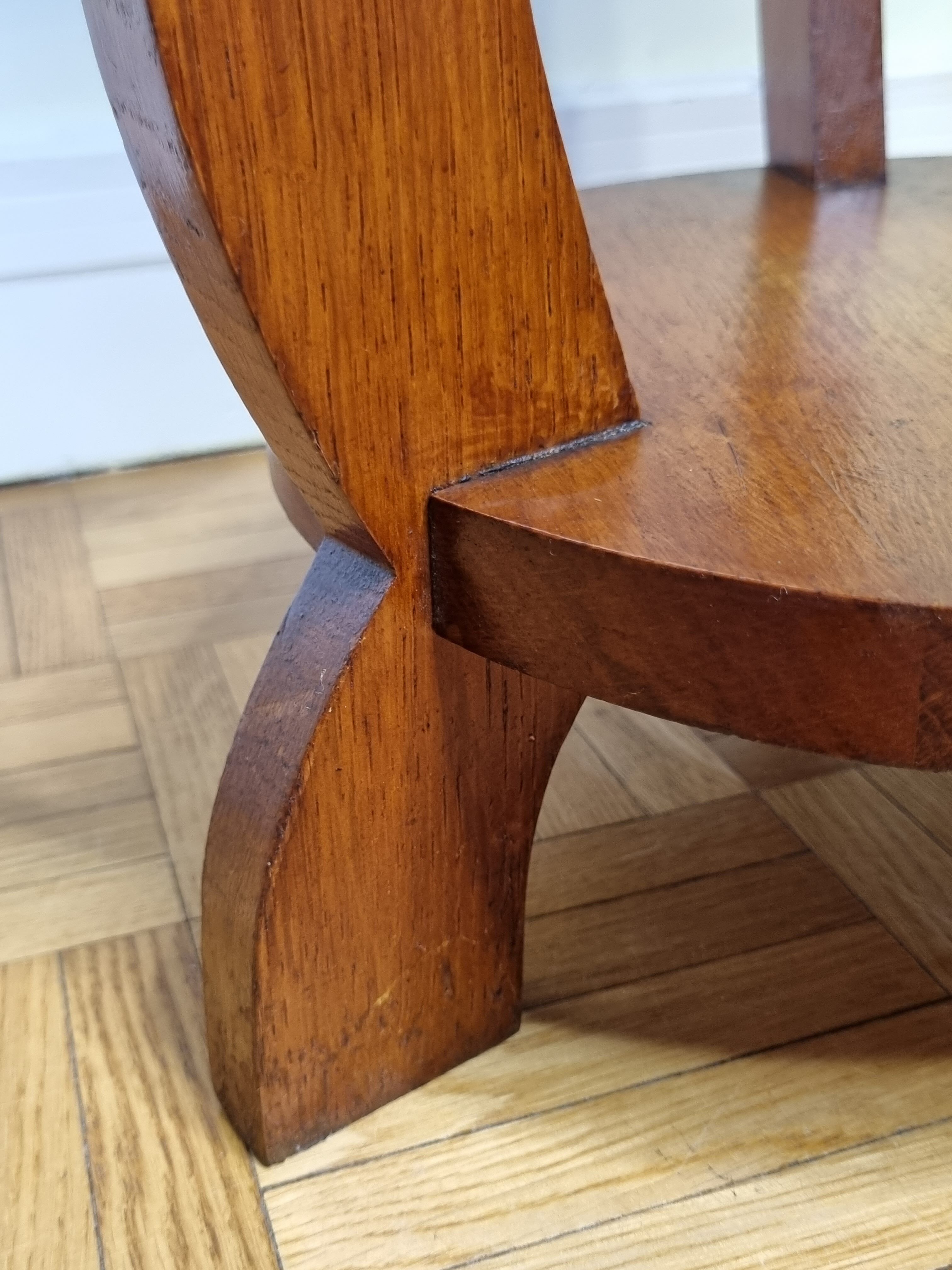Blond wooden pedestal table in art deco style