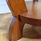 Blond wooden pedestal table in art deco style