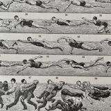 Lithograph engraving on swimming from 1922