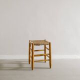 French Mid Century "N17" Wooden Rattan Straw by Charlotte Perriand, 1950s