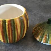 Vintage ceramic sugar bowl by Barettoni Nove, melon shape, Italy